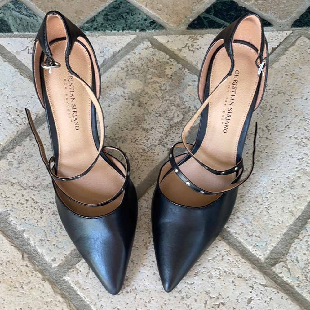 Christian Siriano size 9 black strappy pumps